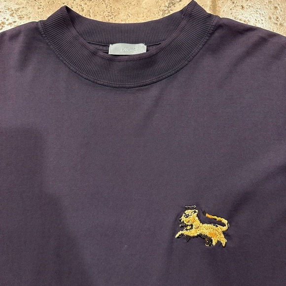 Dior x Peter Doig Mauve Lion Embroidery Purple T-Shirt - Picture 5 of 14